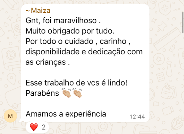 Depoimento de Maiza sobre o cuidado com as crianças
