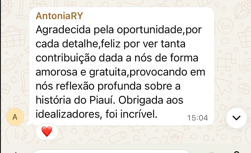Depoimento de Antonia sobre a reflexão profunda sobre a história do Piauí